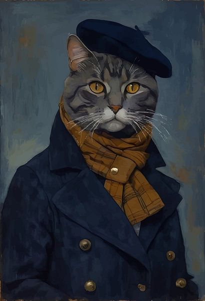 Kat in kleding uit de industriële revolutie Portret van MIROKKU