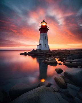 Phare au coucher du soleil sur fernlichtsicht