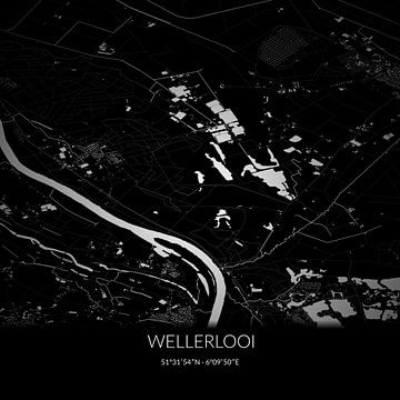 Black-and-white map of Wellerlooi, Limburg. by Rezona