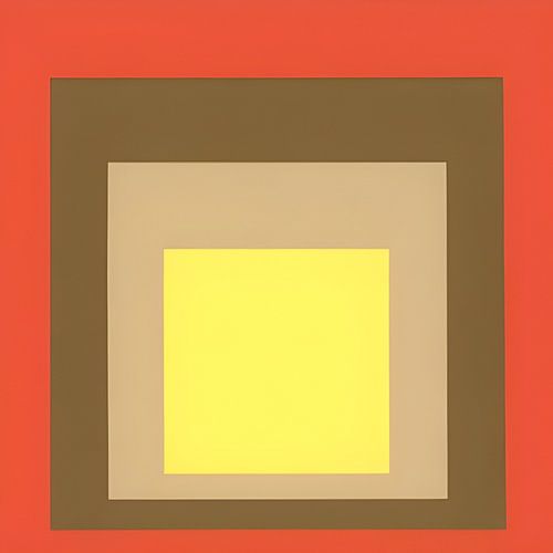 Josef Albers - Hommage aan het plein, rood, bruin, beige, geel, 2. Hoge resolutie