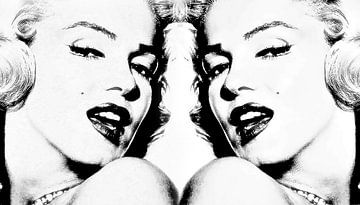 Marilyn Monroe gespiegeld beeld in zwart / wit van Brian Morgan