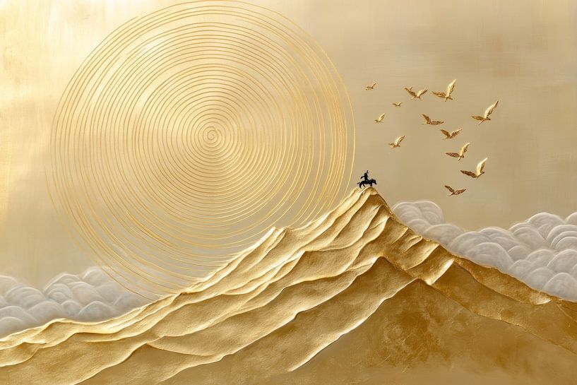 The golden mountains: an ode to nature and serenity by Digitale Schilderijen