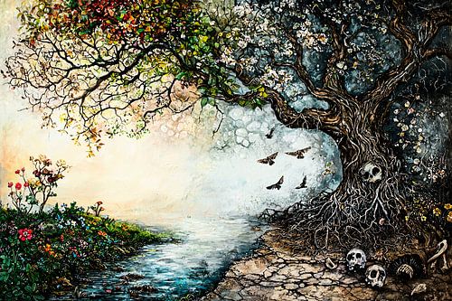 Arbres contrastés dans l'art paysager