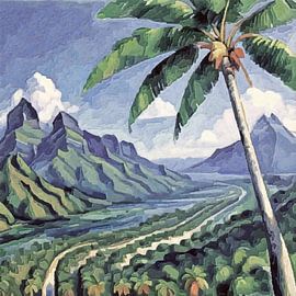 Valley with mountains, river and jungle by Anna Marie de Klerk