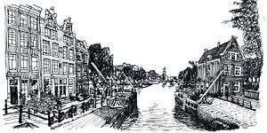 Zeichnung Sluis in Amsterdam Die Niederlande