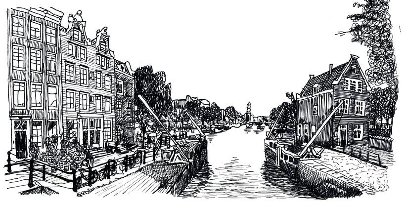 Drawing Sluis in Amsterdam The Netherlands by Hendrik-Jan Kornelis