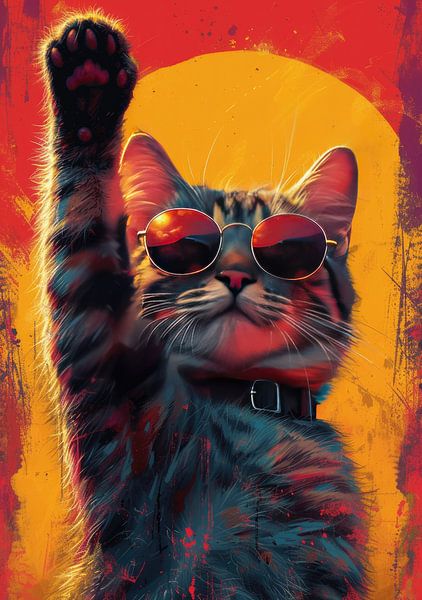 Cat Pop Art &quot;Zonnebril&quot; van Niklas Maximilian