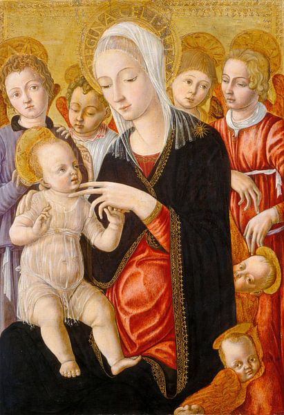 Matteo di Giovanni. Madone à l&#039;enfant et aux anges par 1000 Schilderijen
