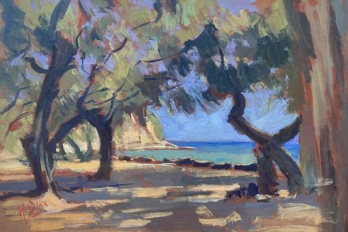 Olijfgaard doorkijk, Loggos (Paxos)