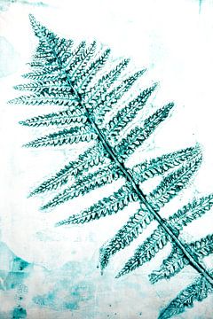 Fern leaf, mixed media print by Anjo Kan