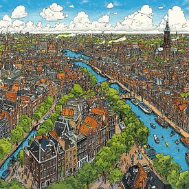 Modern Amsterdam van Abstract Schilderij