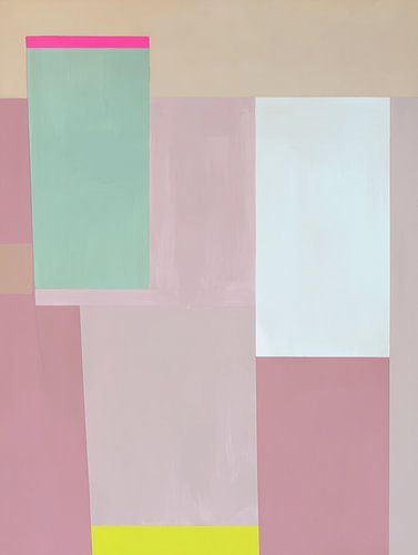 Art abstrait aux couleurs pastel rehaussées de touches fluo sur Studio Allee