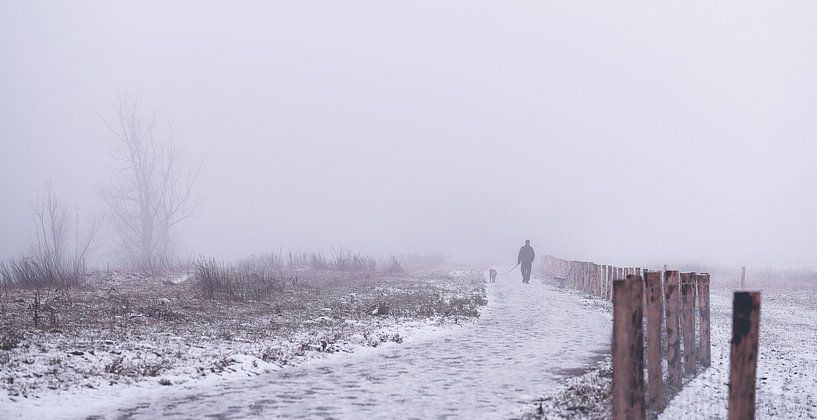 Promener le chien dans un pays merveilleux en hiver par Tania Perneel