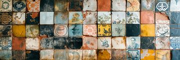 Diverses tuiles vintage pour un panorama mural sur Digitale Schilderijen