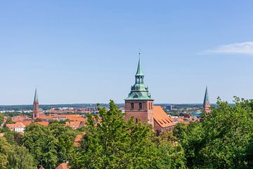 City overview of Kalkberg with St. Michelis church, Old Town, Lüneburg, Lower Saxony, Germany, Europ by Torsten Krüger
