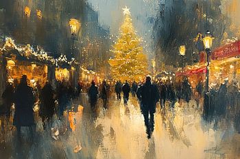 Weihnachtsbaum auf Glossy Streetscape