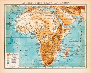 Afrique. Carte physique d'époque vers 1900 sur Studio Wunderkammer