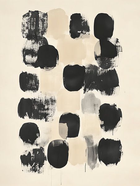 Zwart Beige Abstract van Gypsy Galleria