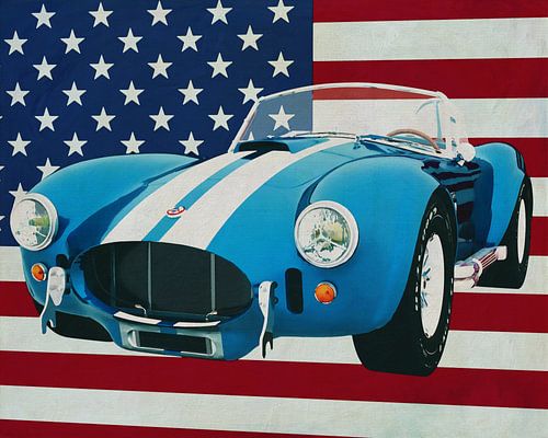Ford AC Cobra 427 Shelby 1965 avec le drapeau des États-Unis. sur Jan Keteleer