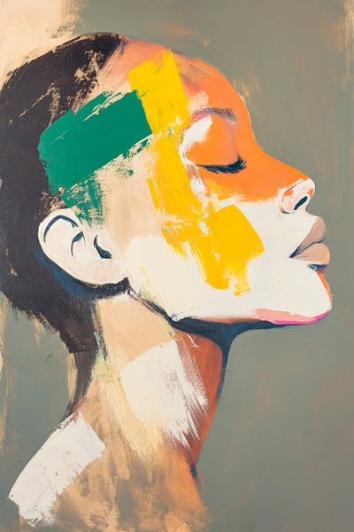 Farbenfrohes Porträt einer Frau – Ausdrucksvoll von Poster Art Shop