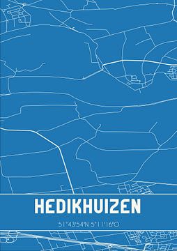 Blauwdruk | Landkaart | Hedikhuizen (Noord-Brabant) van MijnStadsPoster