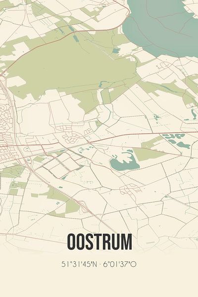 Vintage map of Oostrum (Limburg) by Prints of Place
