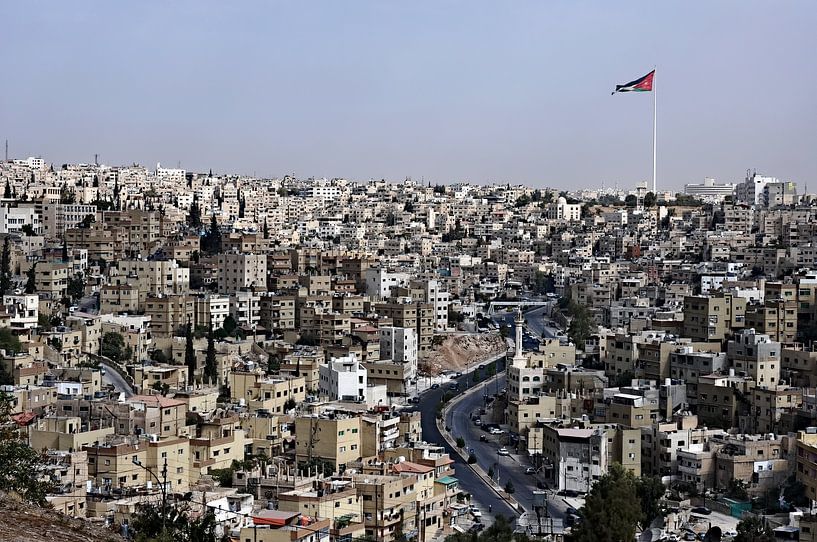 Amman: the hill and the national flag by Frank Photos