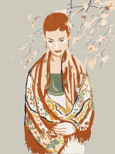 Frau mit dem Blumenschal