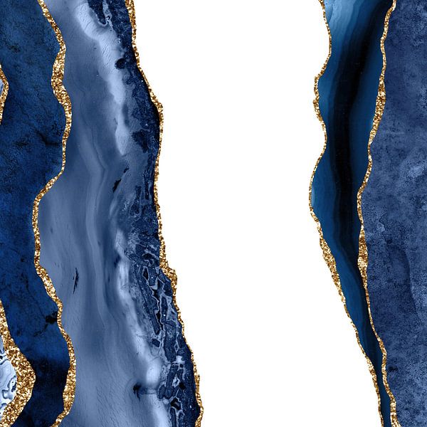 Marineblau &amp; Gold Achatstruktur 28 von Aloke Design