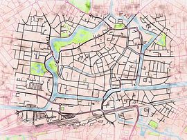 Carte de Leeuwarden centrum avec le style 'Soothing Spring'