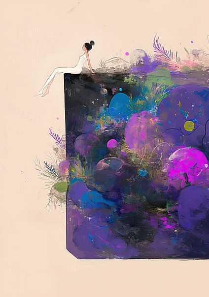 Verträumtes Mädchen mit bunten Kugeln von ARTEO Gemälde