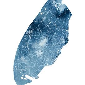 Texel Plattegrond | Oceaan Blauw Aquarel van WereldkaartenShop
