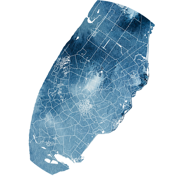 Texel Plattegrond | Oceaan Blauw Aquarel van WereldkaartenShop
