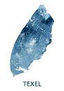 Carte de Texel | Aquarelle bleu océan par WereldkaartenShop Aperçu