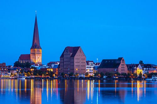 View over the Warnow river to the Hanseatic City of Rostock