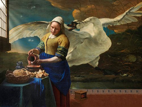 Melkmeisje en de bedreigde zwaan