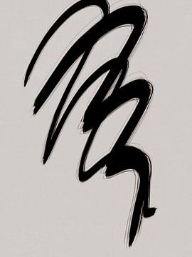 Streken 2 | Minimal Zwart & Neutraal Abstract van Menega Sabidussi