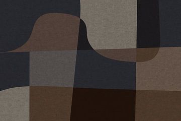 Bruin, grijs, beige organische vormen. Moderne abstracte retro geometrische kunst in aardetinten I van Dina Dankers