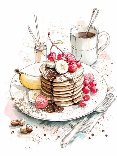 aquarelle en style croquis, poster de cuisine