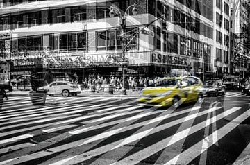 New York Yellow Cab Crossing Broadway by marlika art