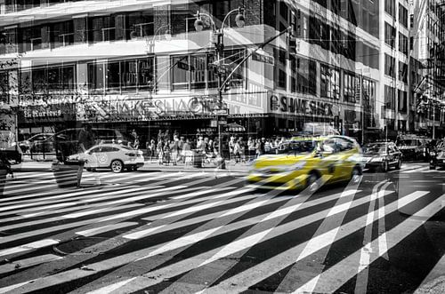 New York Yellow Cab Crossing Broadway