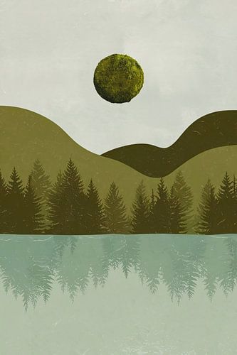 Minimalistisch landschap met reflectie