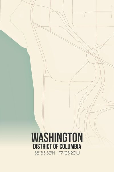Carte ancienne de Washington (District de Columbia), Etats-Unis. par Affiches de lieux