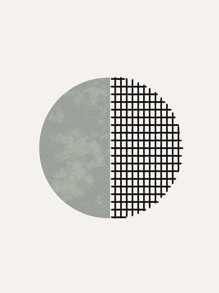 Minimalistisches geometrisches Kunstwerk mit Linien und Kreisen in Salbeigrün von Imaginative
