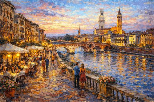 Schilderij van Verona in Italië.