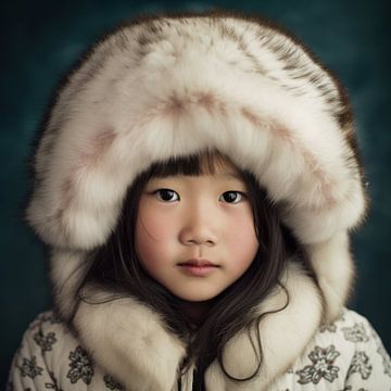 Portrait "Fille mongole" sur Carla Van Iersel
