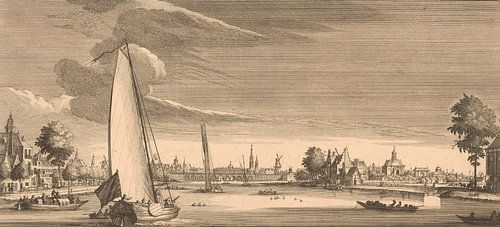 Uitzicht op Amsterdam, vanaf de Amstel, Jan Goeree, Abraham Storck