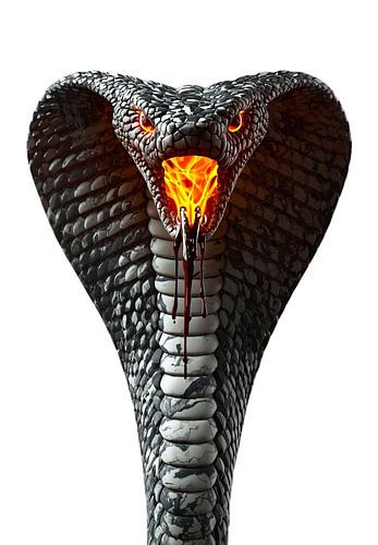 De Obsidiaan Slang: Marmeren Cobra met Brandende Aanval