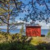 Chalet rouge sur la côte en Suède sur Bianca Kramer