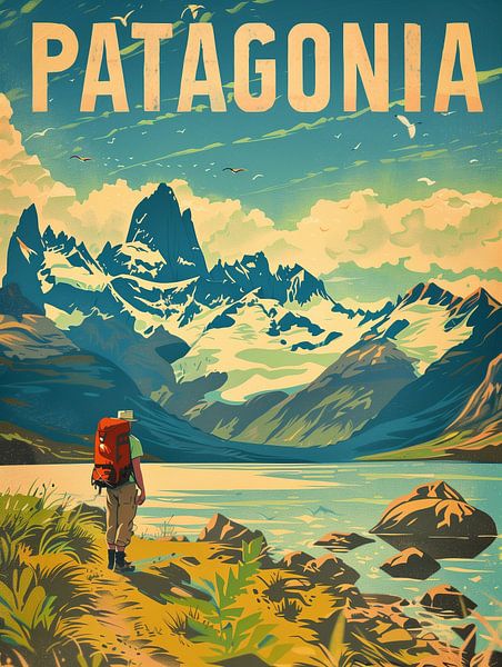 Patagonien Entdecker: Majestätisches Bergabenteuer Druck von Travel Shop